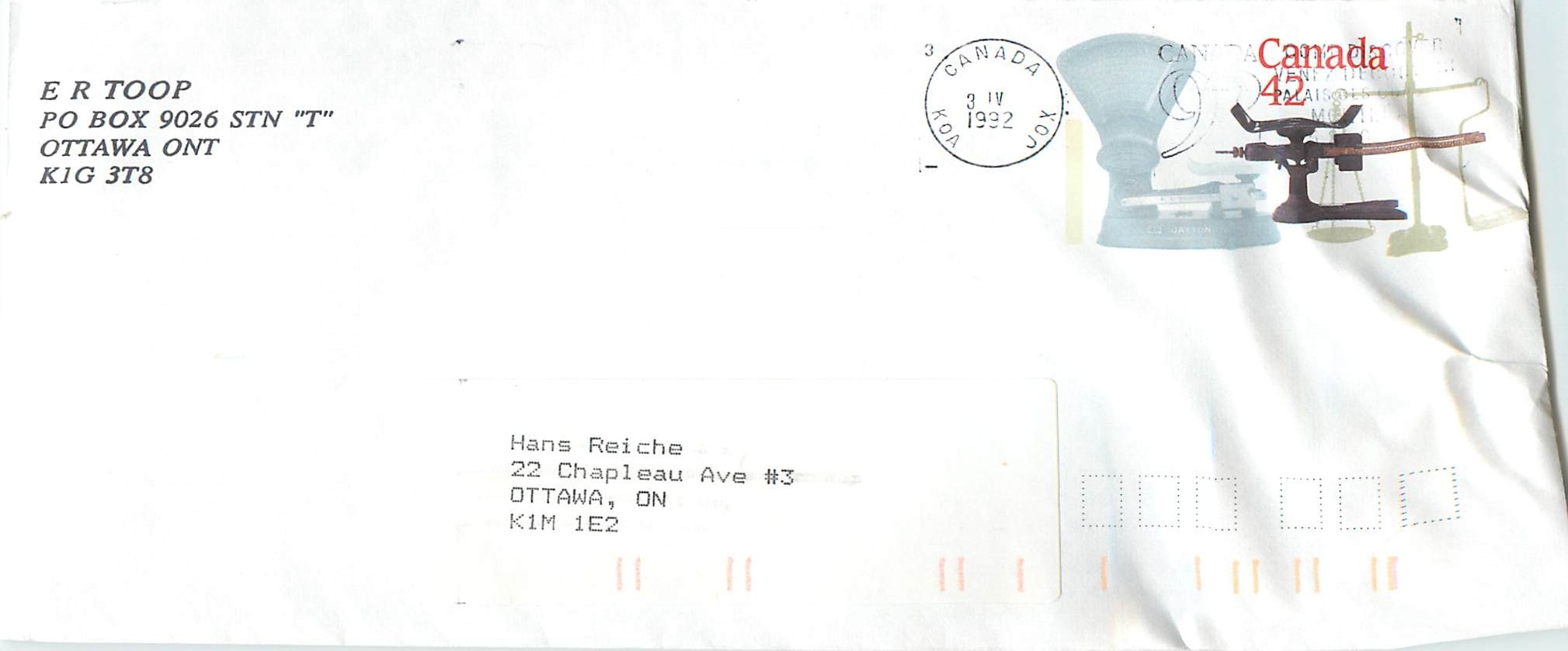 Entier Postal Postal Stationary Canada Balance Dayton