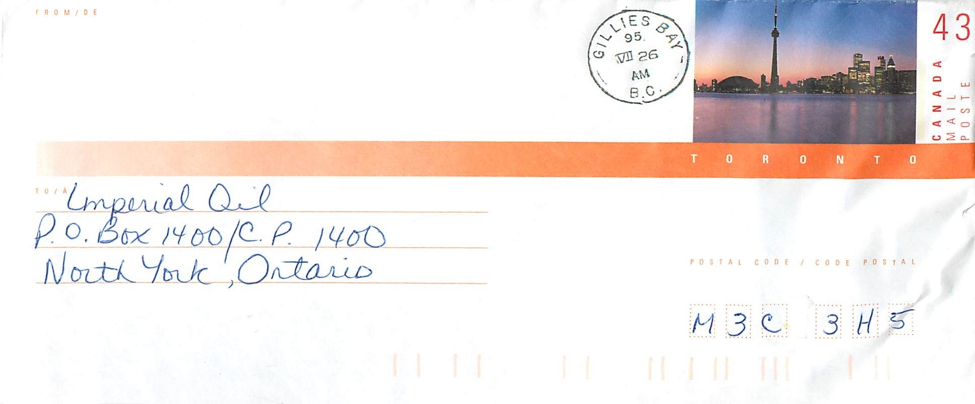 Entier Postal Postal Stationary Canada Gillies Bay