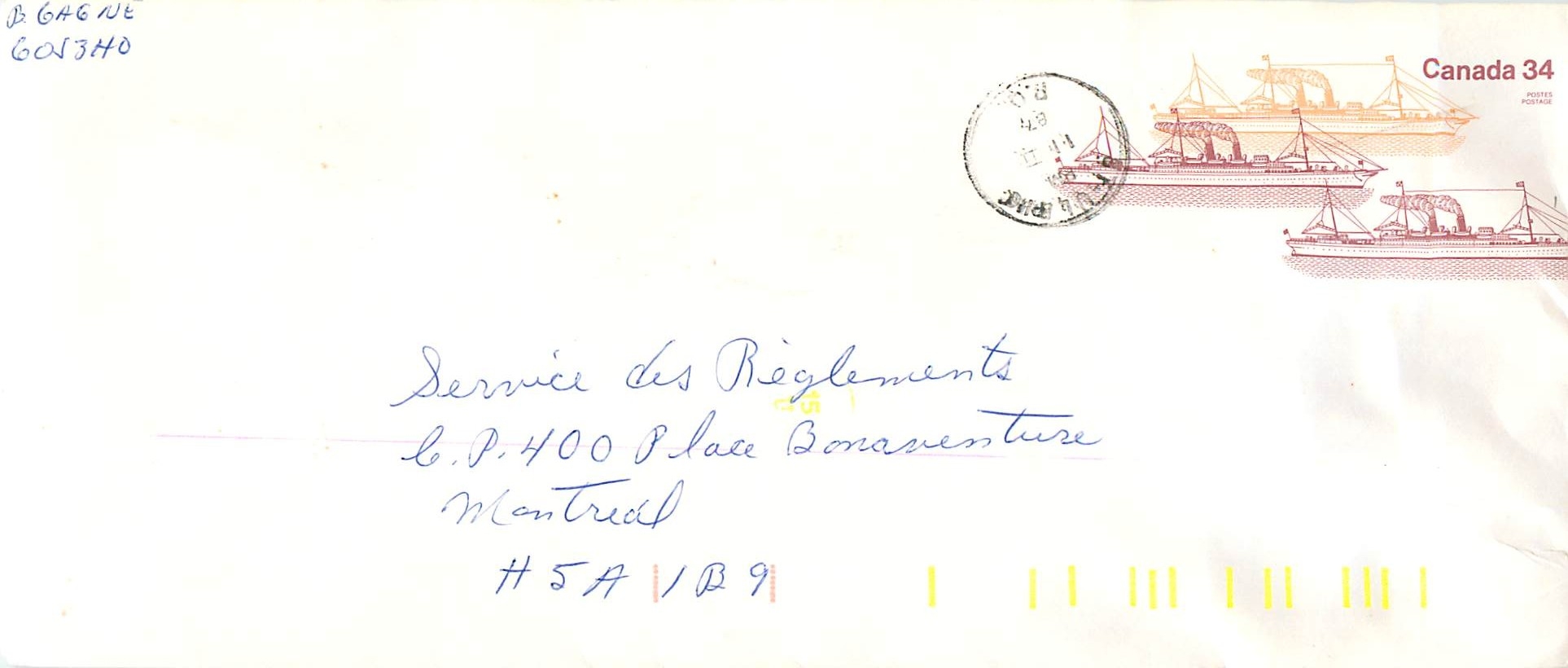 Entier Postal Postal Stationary Canada Bateaux Bateau St Jerome