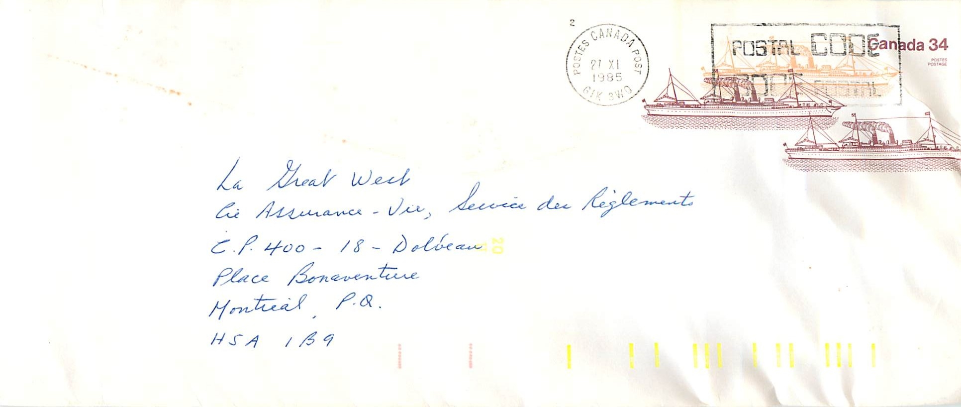 Entier Postal Postal Stationary Canada Bateaux Bateau 