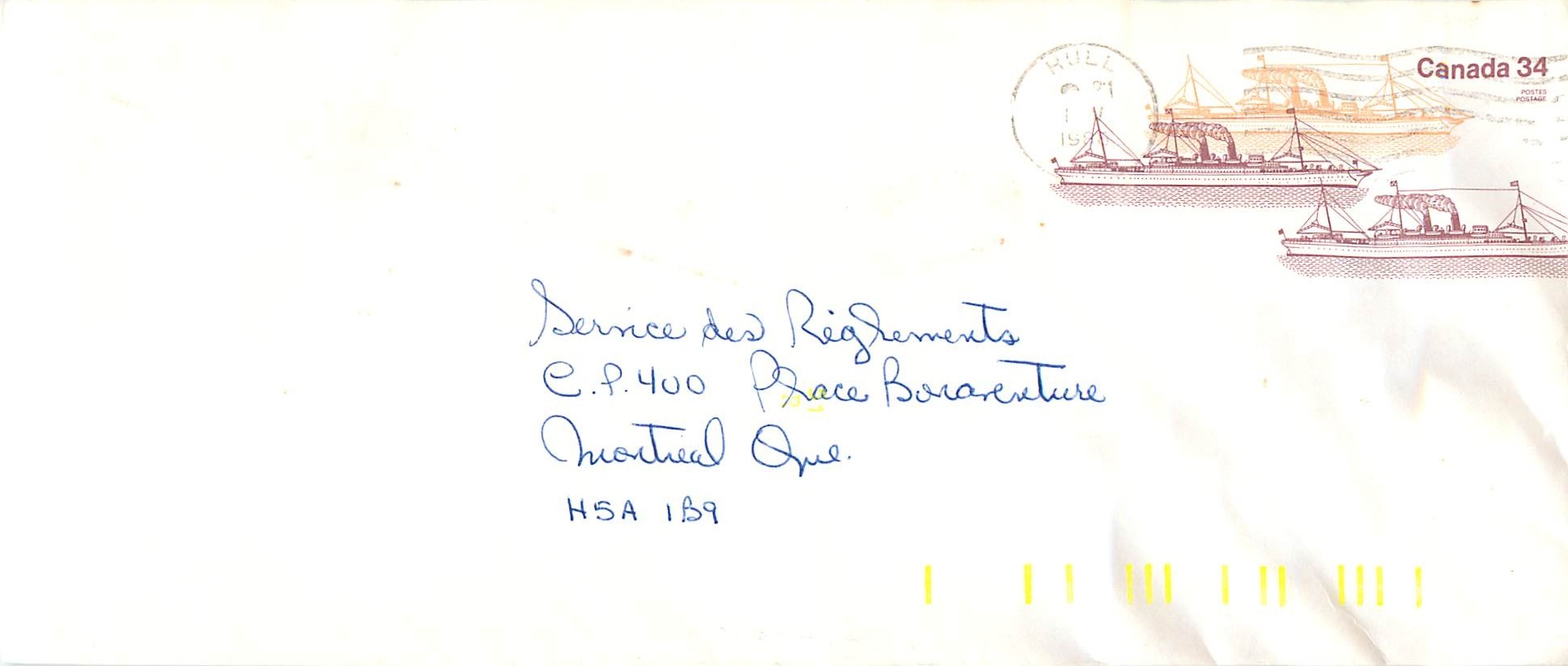 Entier Postal Postal Stationary Canada Bateaux Bateau Hull