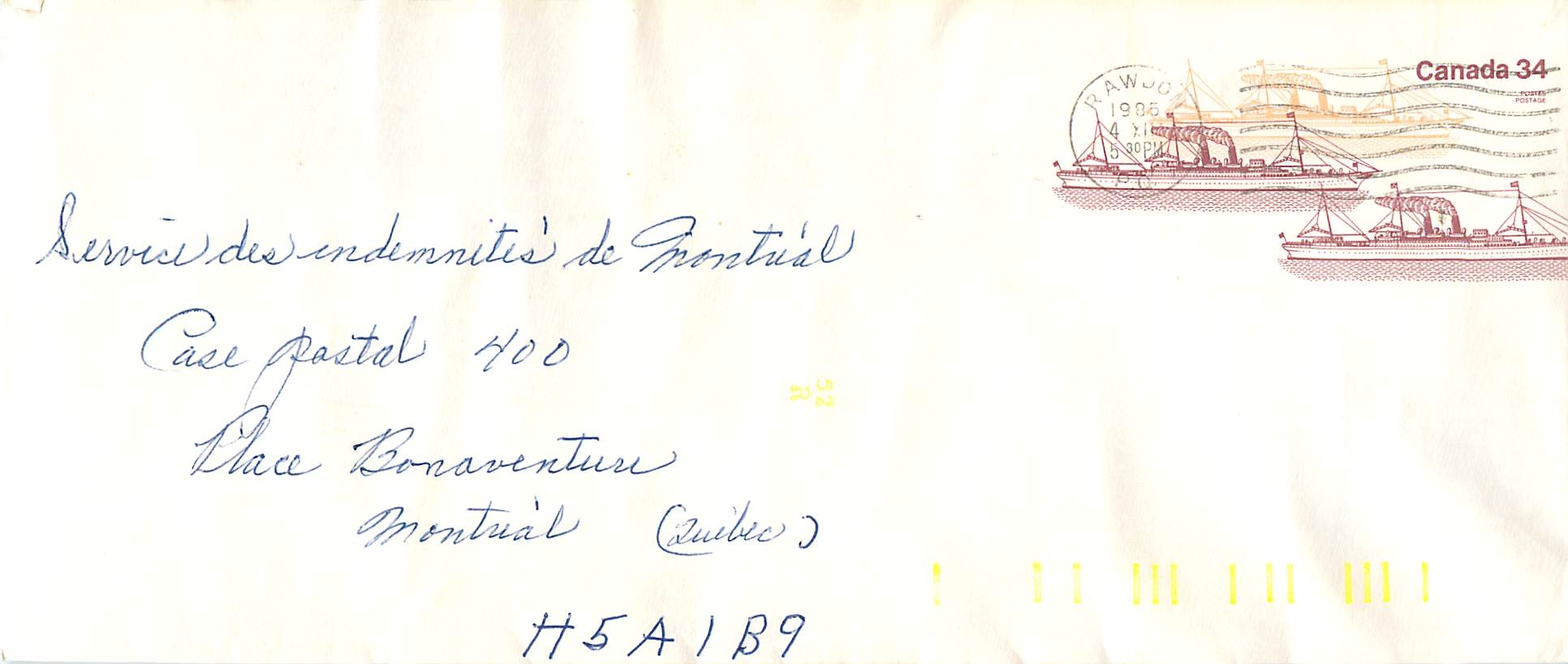 Entier Postal Postal Stationary Canada Bateaux Bateau Rawdon