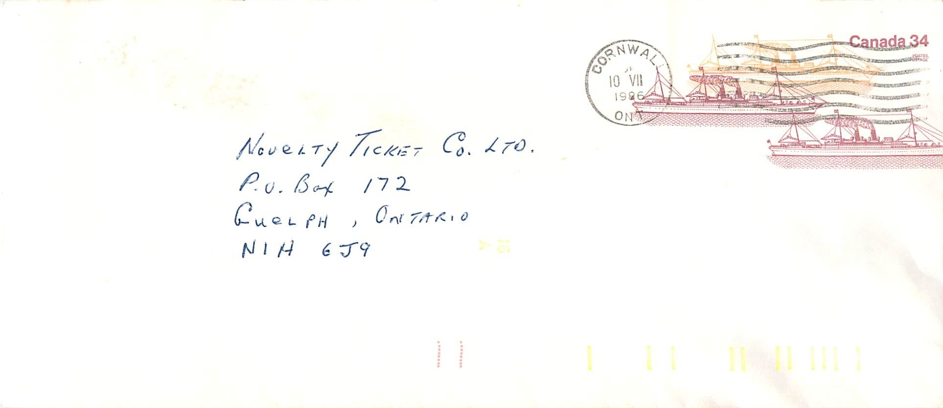 Entier Postal Postal Stationary Canada Bateaux Bateau Cornwall