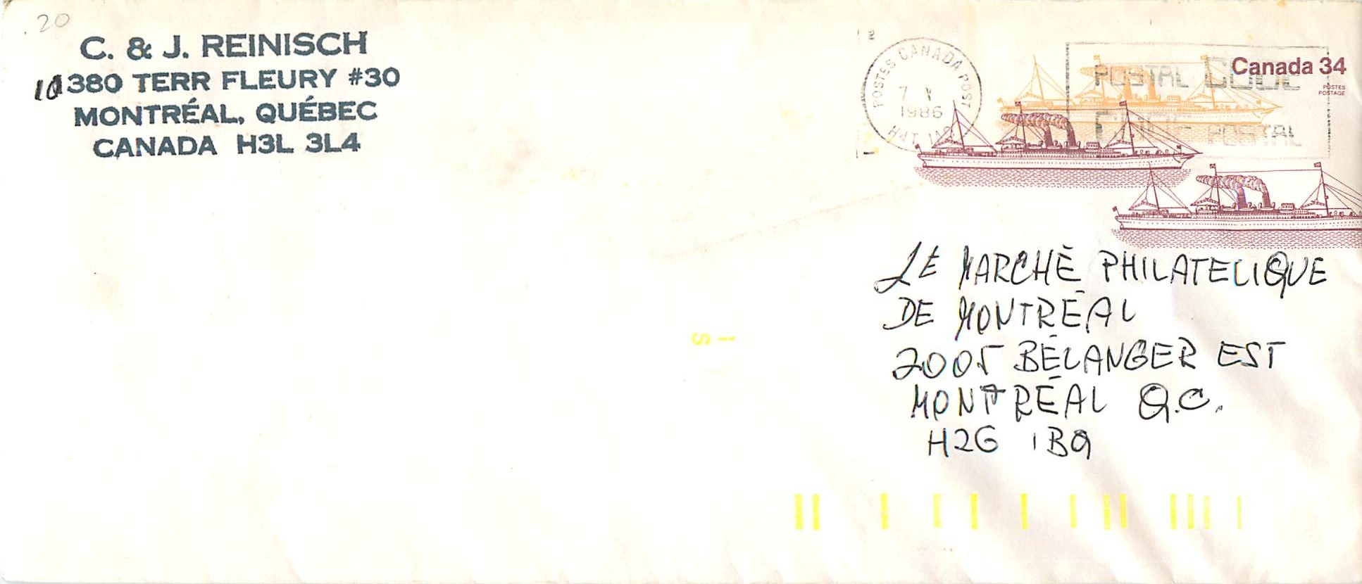 Entier Postal Postal Stationary Canada Bateaux Bateau 