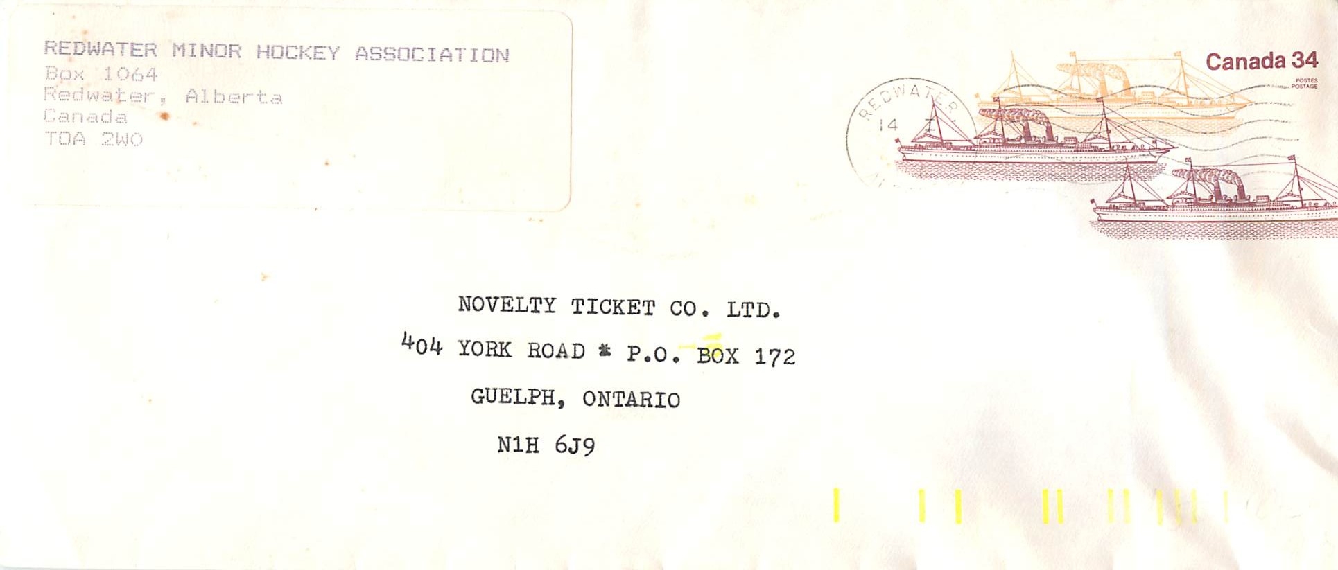 Entier Postal Postal Stationary Canada Bateaux Bateau Redwater