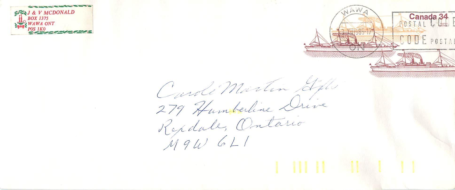 Entier Postal Postal Stationary Canada Bateaux Bateau Wawa