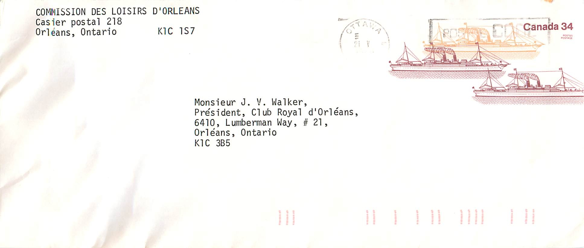 Entier Postal Postal Stationary Canada Bateaux Bateau Ottawa