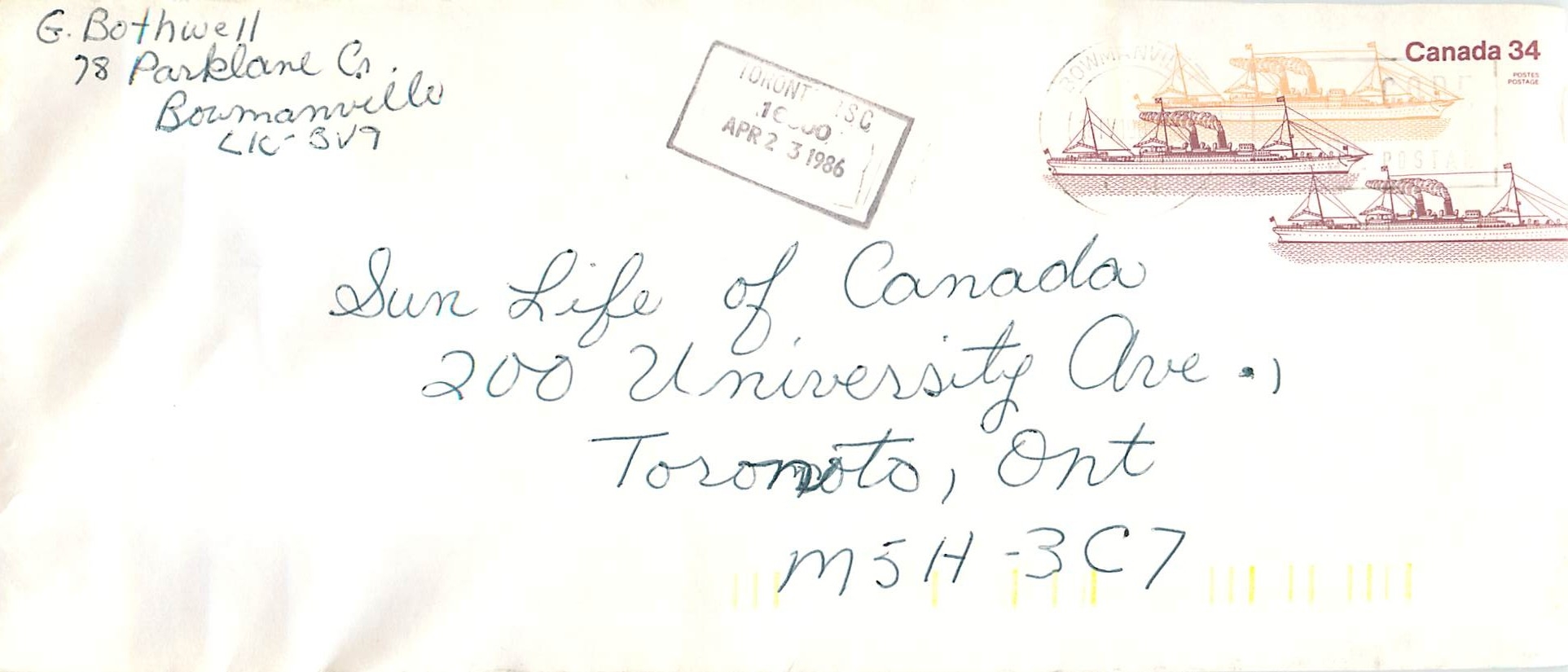 Entier Postal Postal Stationary Canada Bateaux Bateau Bowmanville