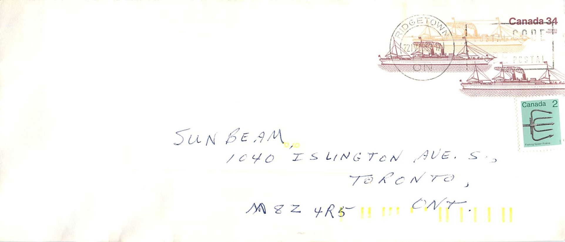 Entier Postal Postal Stationary Canada Bateaux Bateau Ridgetown