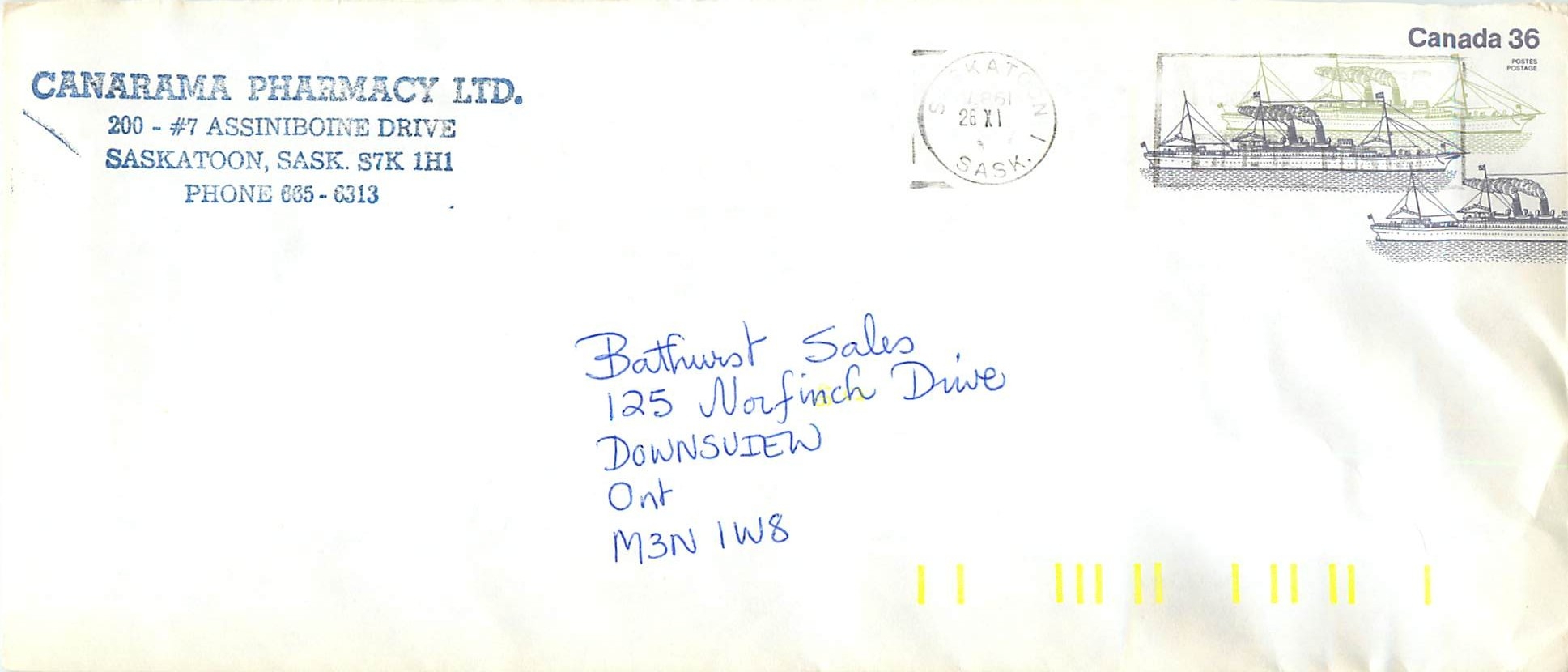 Entier Postal Postal Stationary Canada Bateaux Bateau Saskatoon