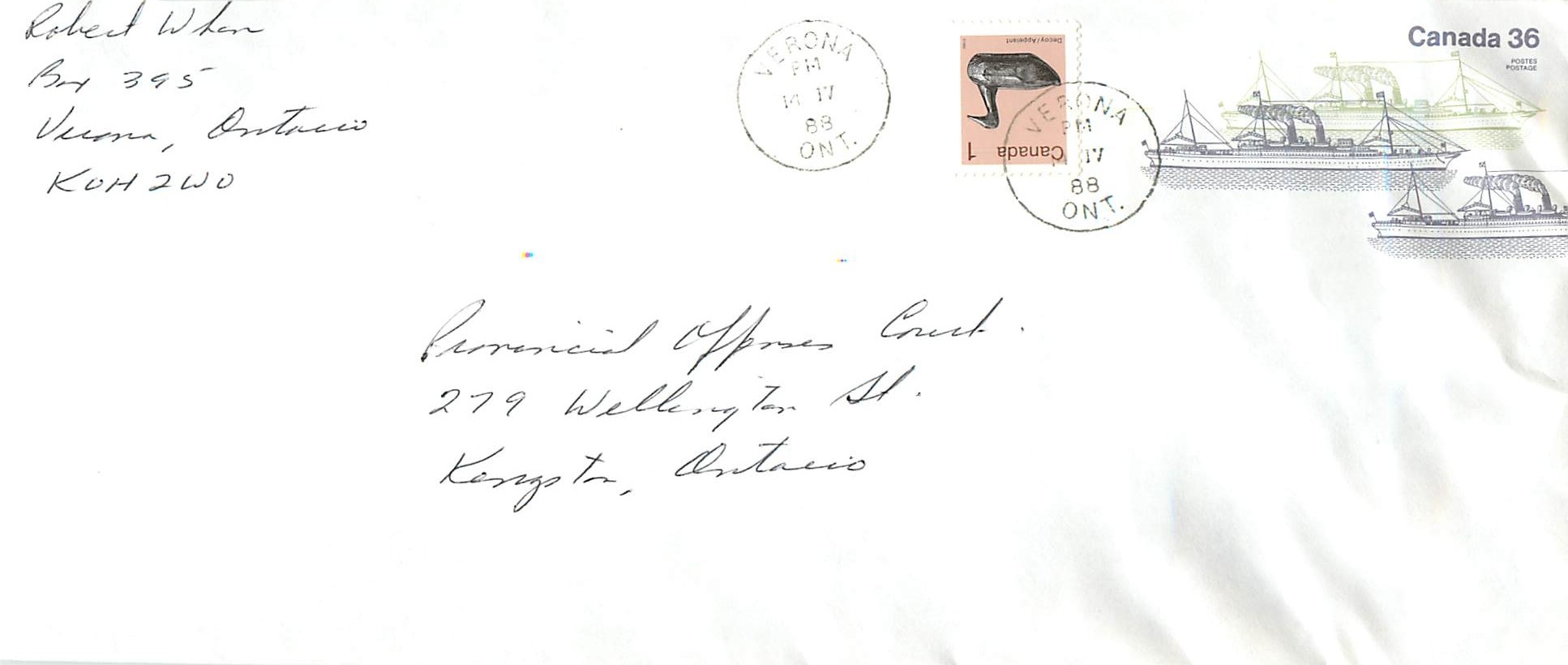 Entier Postal Postal Stationary Canada Bateaux Bateau Verona
