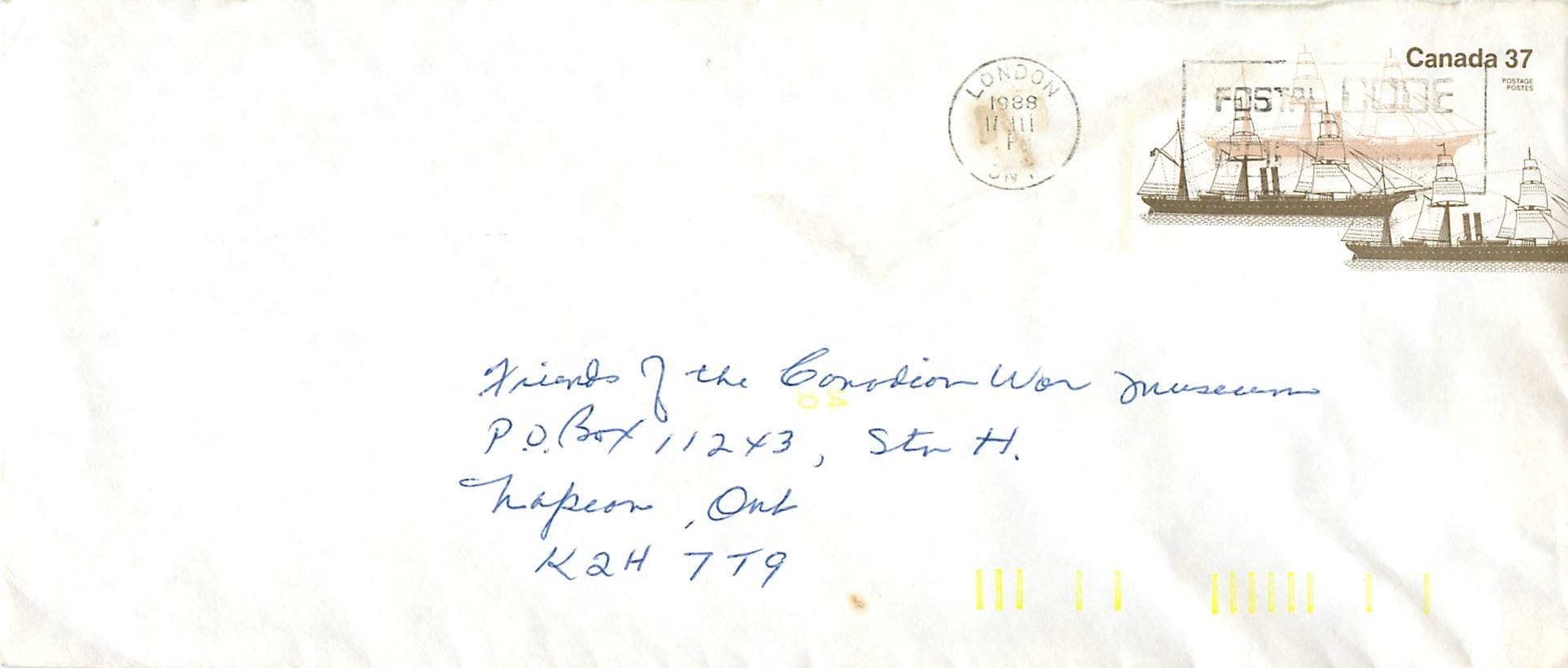 Entier Postal Postal Stationary Canada Bateaux Bateau London