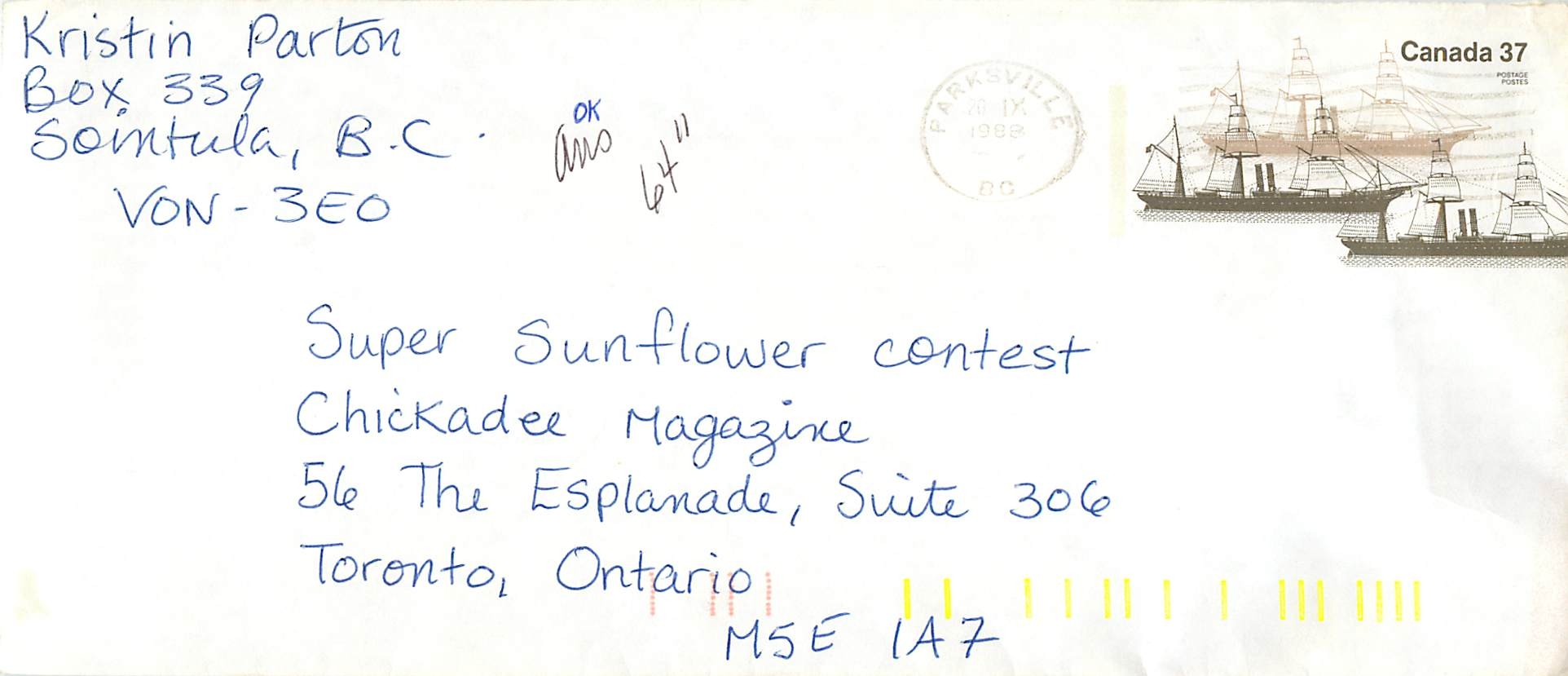 Entier Postal Postal Stationary Canada Bateaux Bateau Parksville