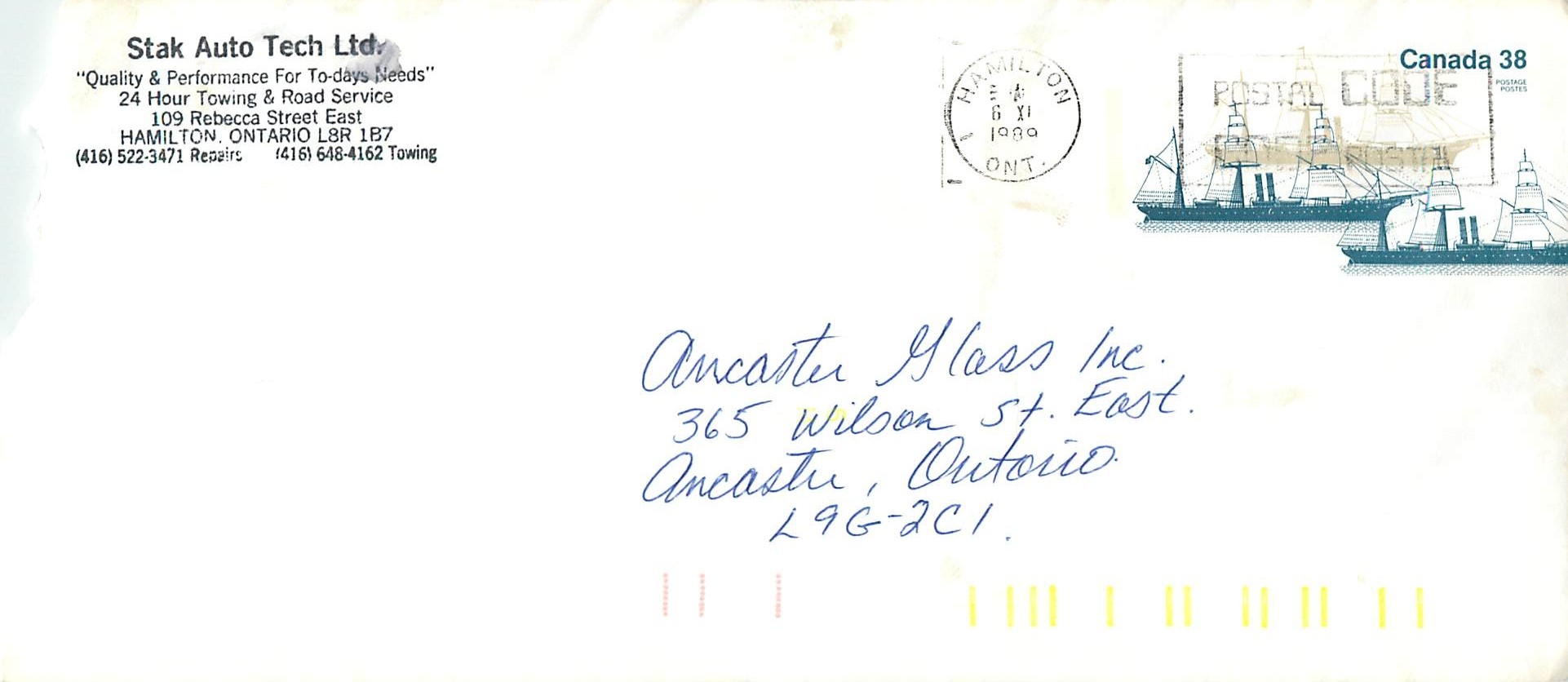 Entier Postal Postal Stationary Canada Bateaux Bateau Hamilton