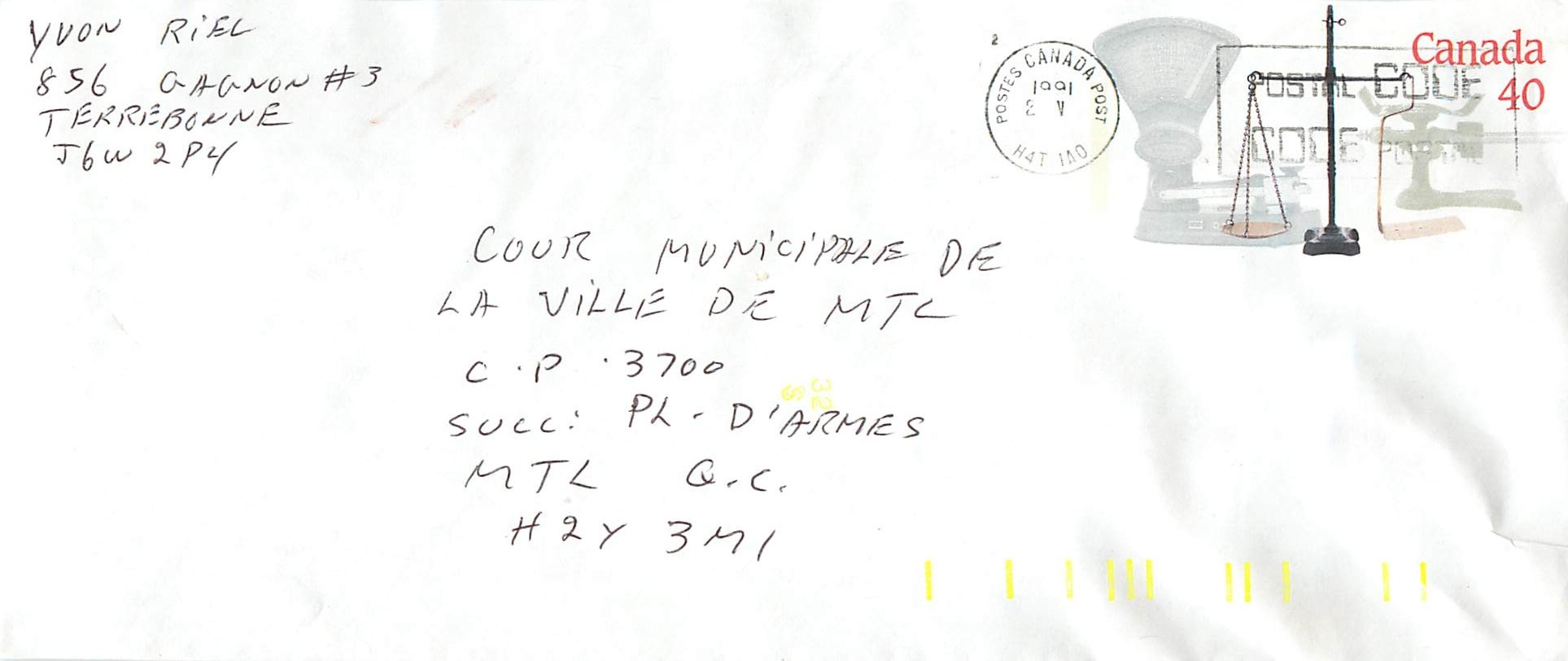 Entier Postal Postal Stationary Canada Balance de Justice 