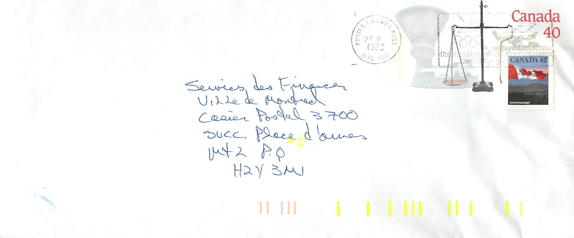 Entier Postal Postal Stationary Canada Balance Justice Flamme Jeux Olympiques