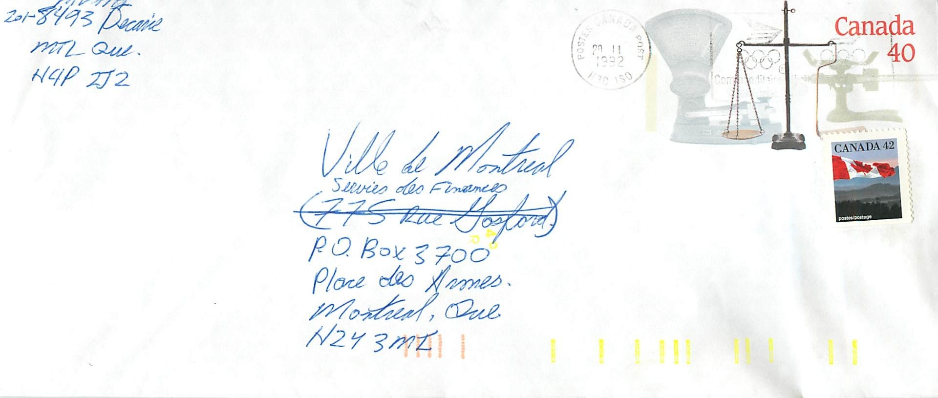 Entier Postal Postal Stationary Canada Balance Justice Flamme Jeux Olympiques