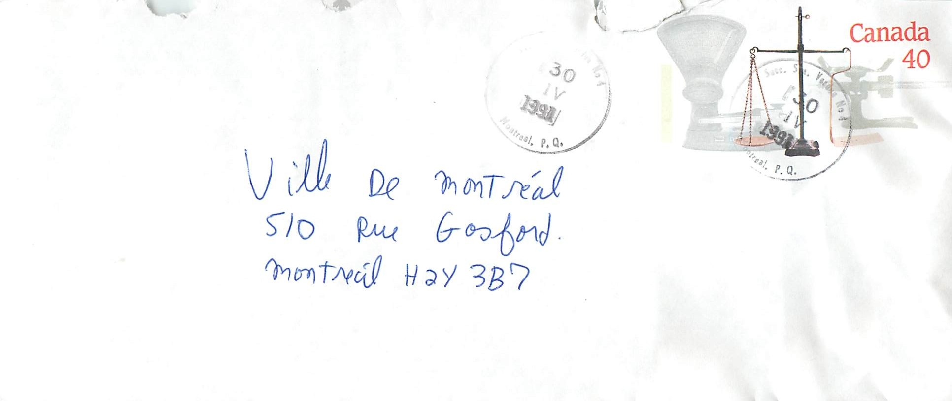 Entier Postal Postal Stationary Canada Balance Justice Montreal