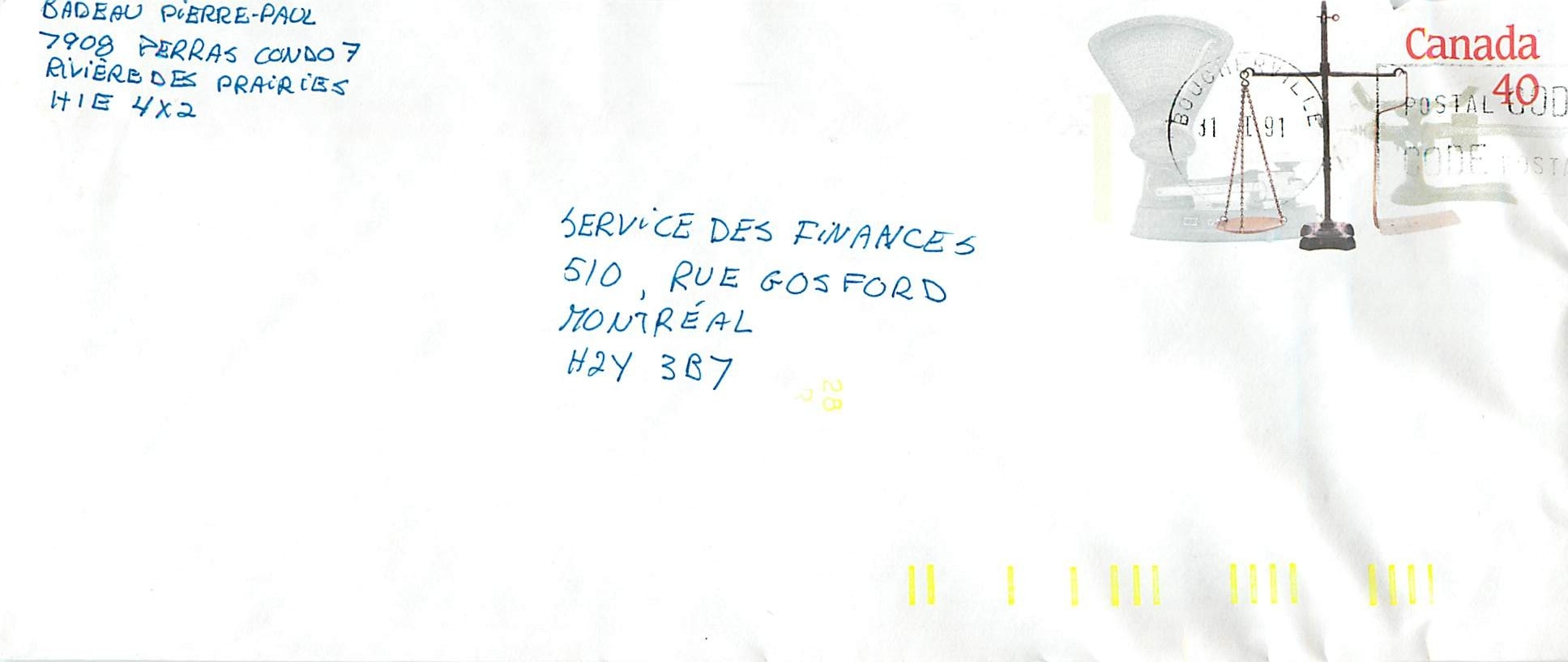Entier Postal Postal Stationary Canada Balance Justice Boucherville