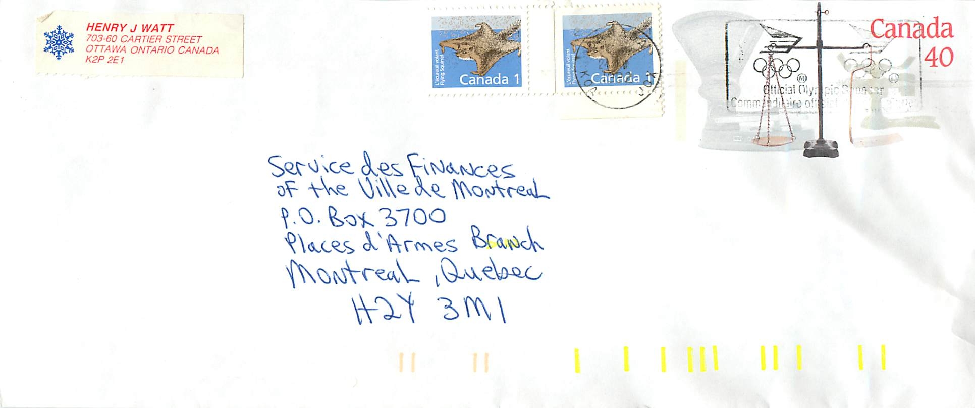 Entier Postal Postal Stationary Canada Balance Dayton Flamme Jeux Olympiques