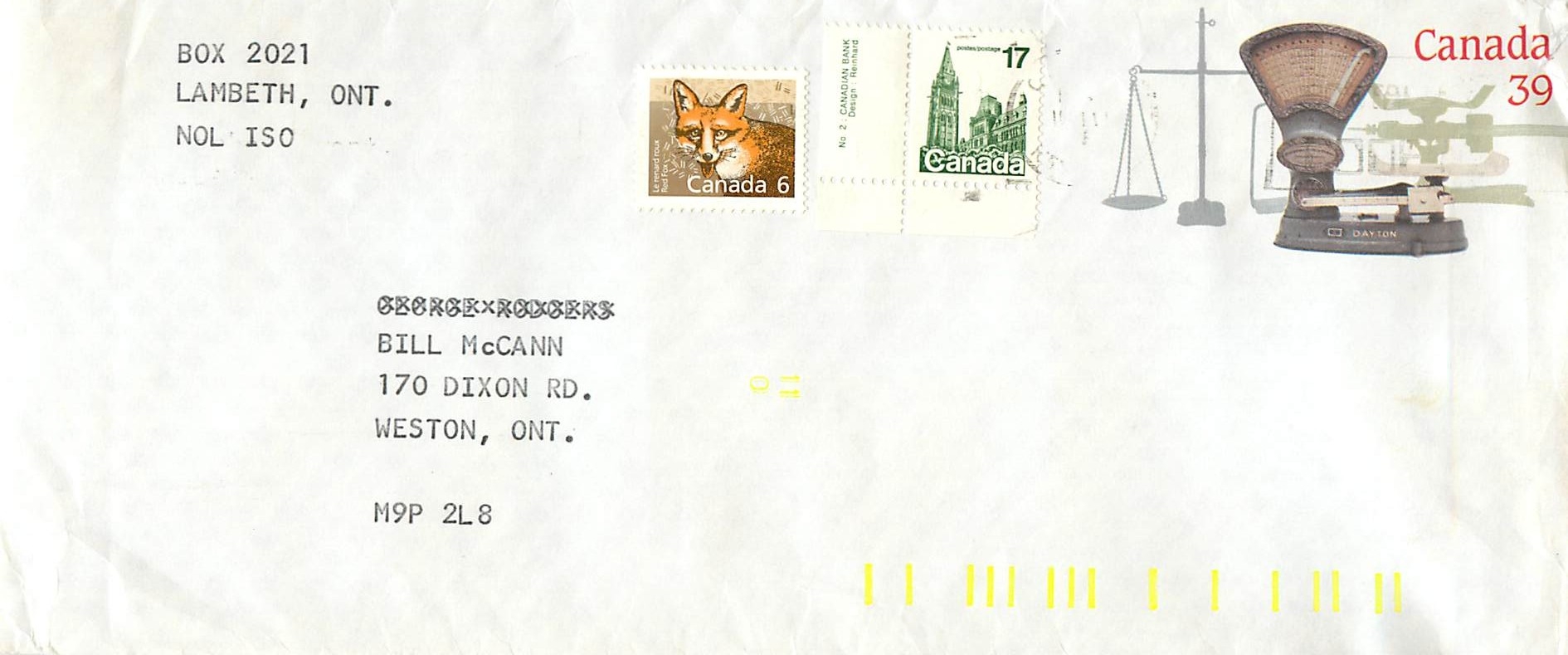 Entier Postal Postal Stationary Canada Balance Dayton