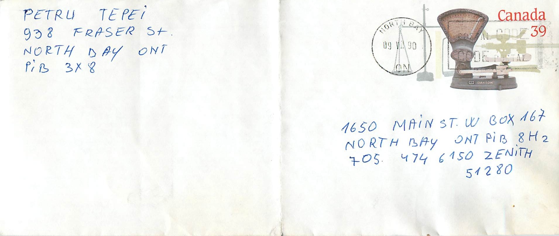 Entier Postal Postal Stationary Canada Balance Dayton  North Bay