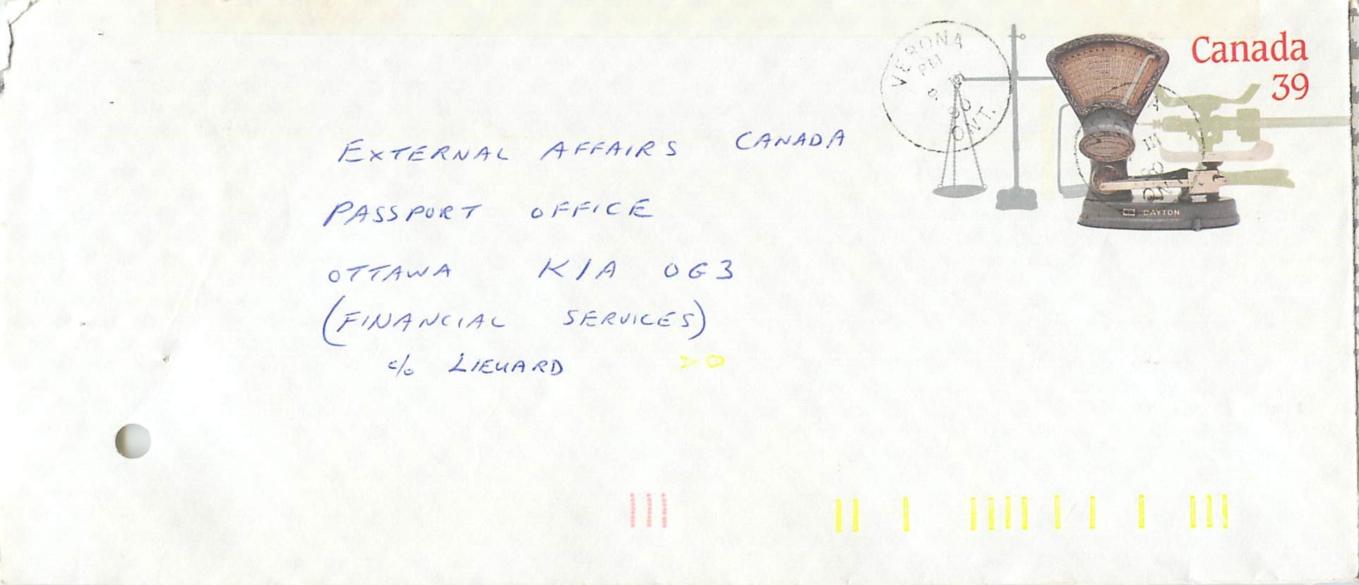 Entier Postal Postal Stationary Canada Balance Dayton  Verona