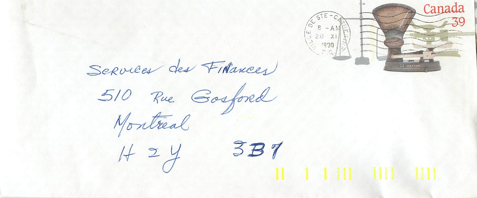 Entier Postal Postal Stationary Canada Balance Dayton Ville de Ste Catherine