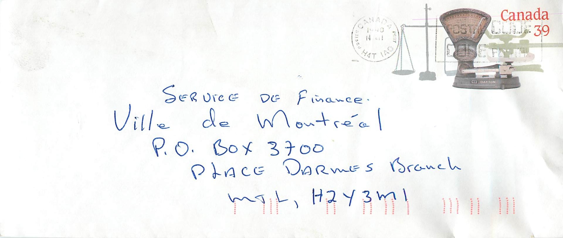 Entier Postal Postal Stationary Canada Balance Dayton 