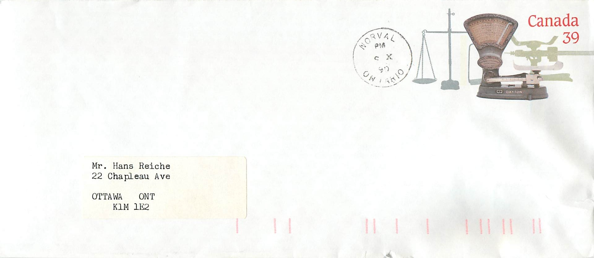 Entier Postal Postal Stationary Canada Balance Dayton Norval