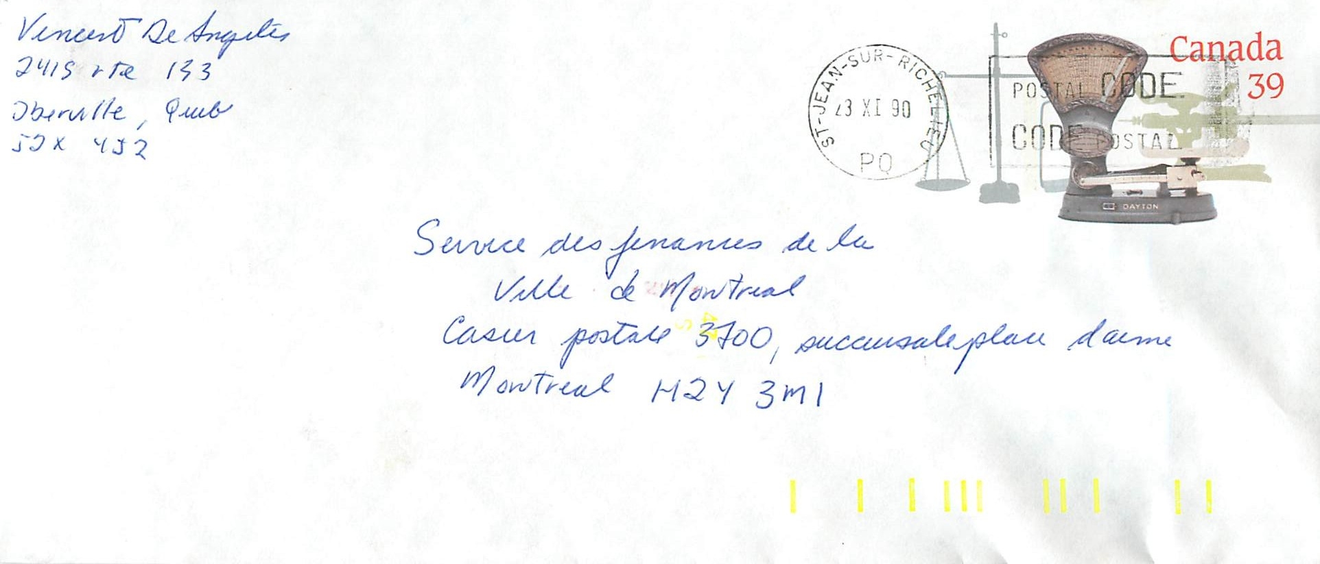 Entier Postal Postal Stationary Canada Balance Dayton St Jean sur Richelieu