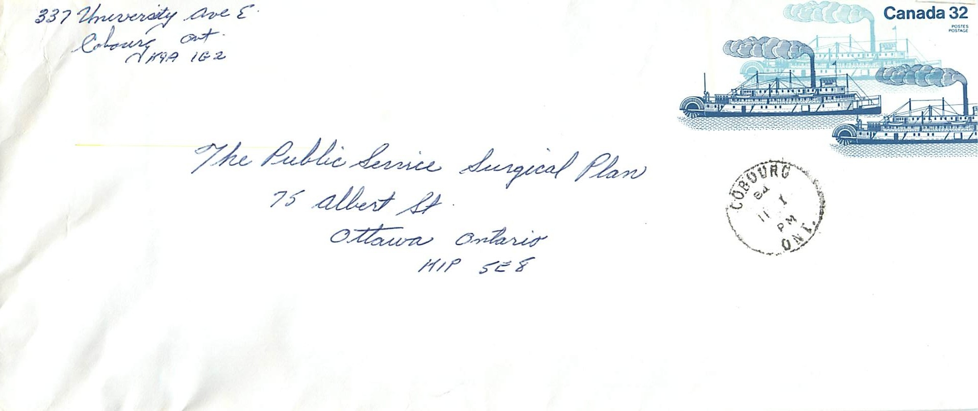 Entier Postal Postal Stationary Canada Bateaux Bateau Cobourg