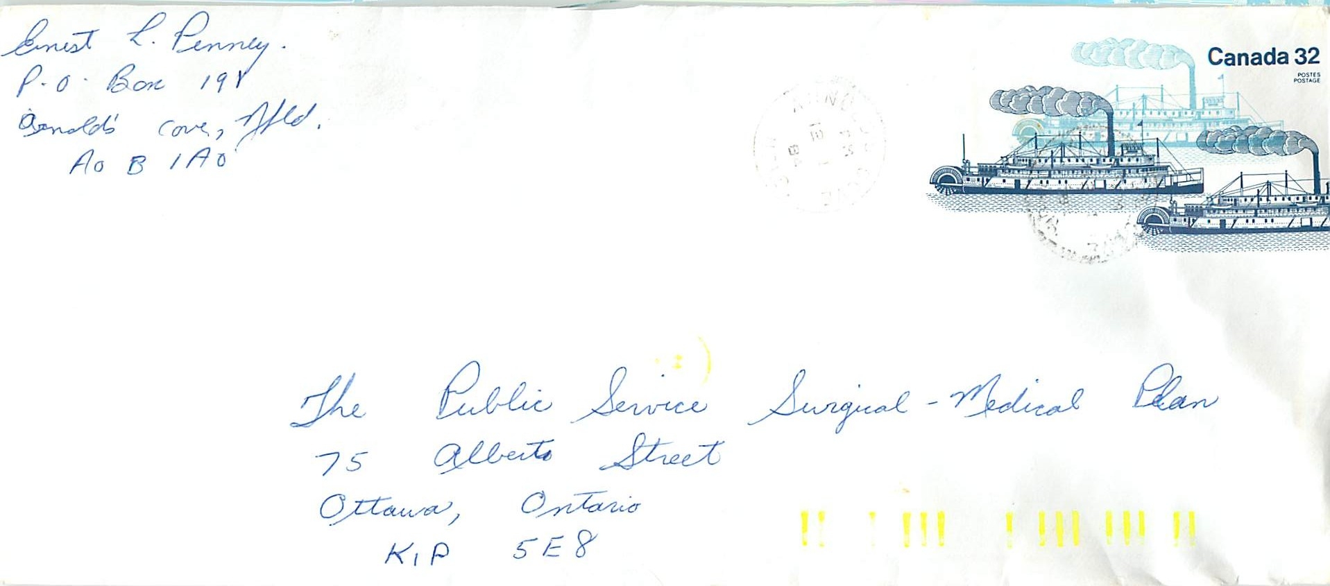 Entier Postal Postal Stationary Canada Bateaux Bateau Arnold Cove