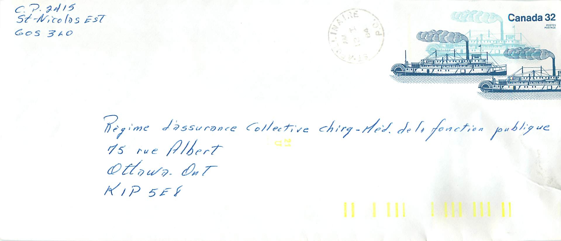 Entier Postal Postal Stationary Canada Bateaux Bateau A Apollinaire