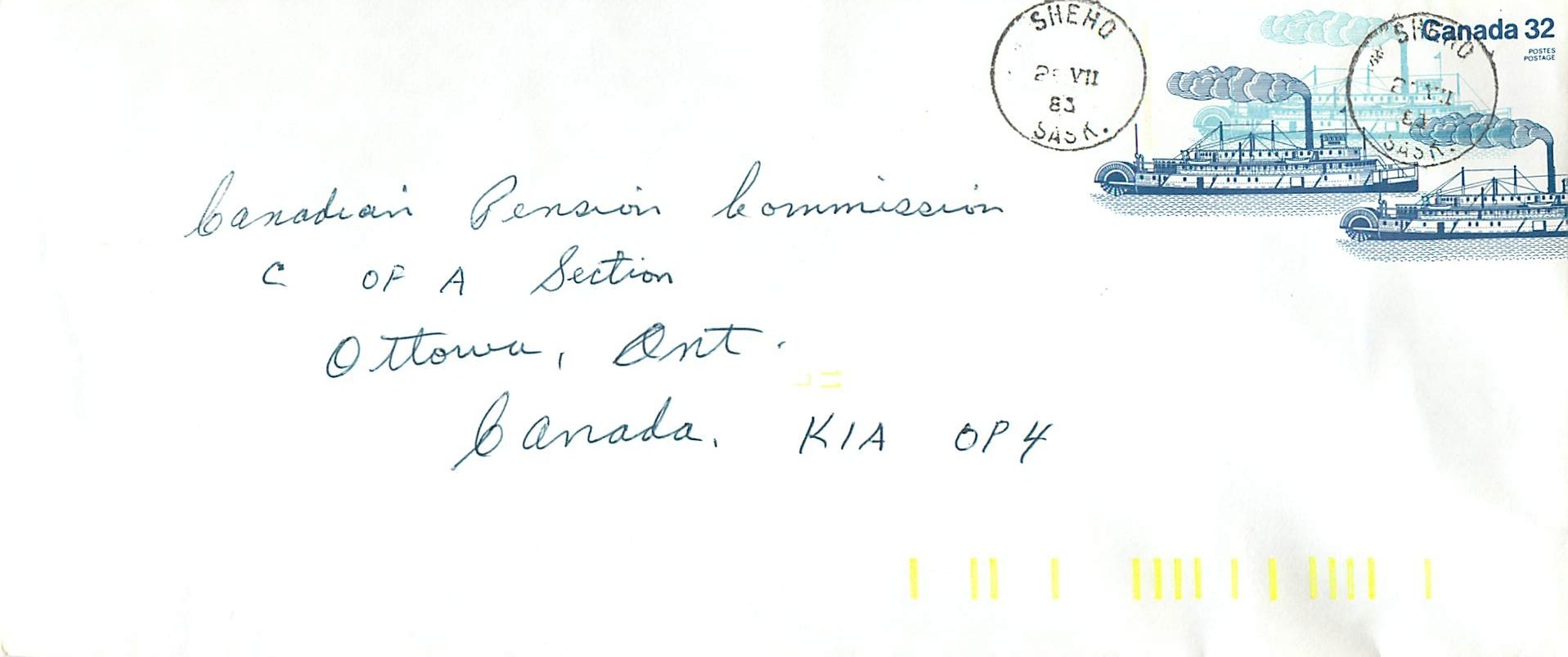 Entier Postal Postal Stationary Canada Bateaux Bateau Shaho