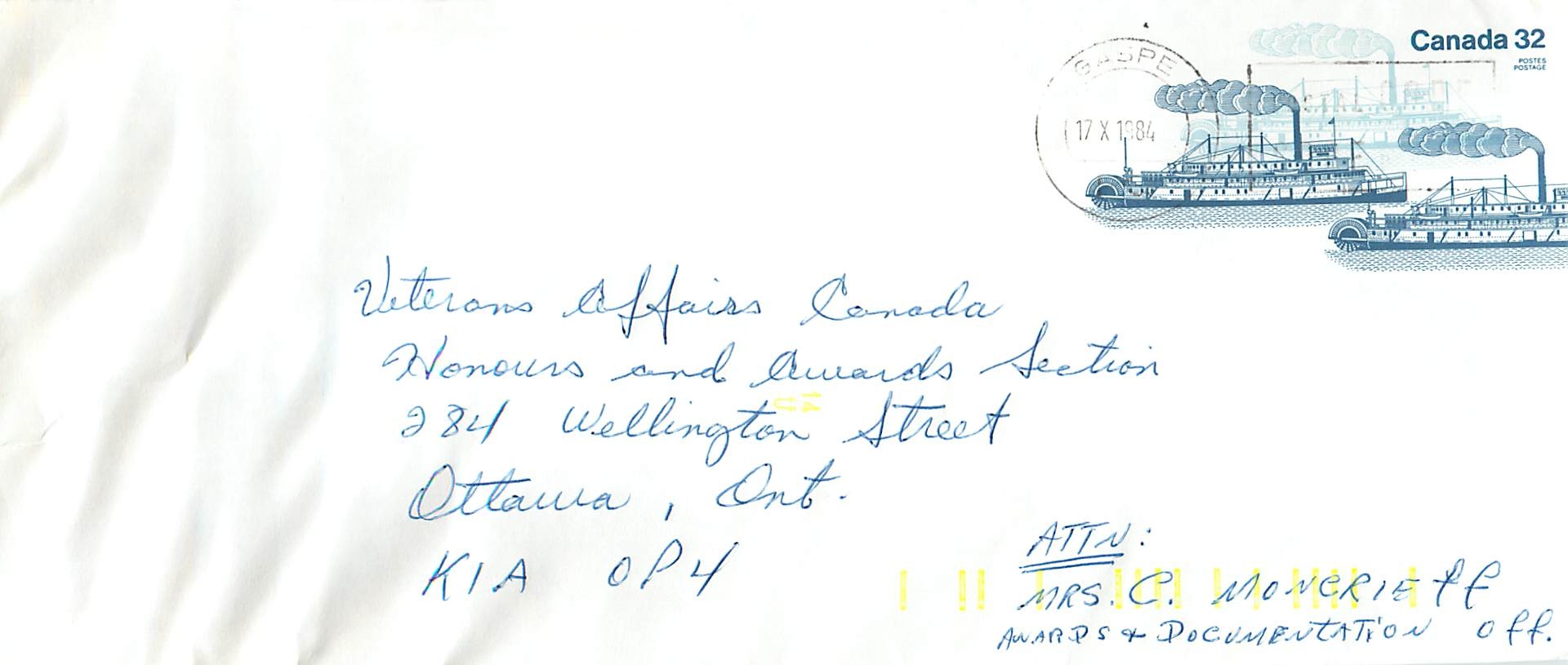 Entier Postal Postal Stationary Canada Bateaux Bateau Gaspe