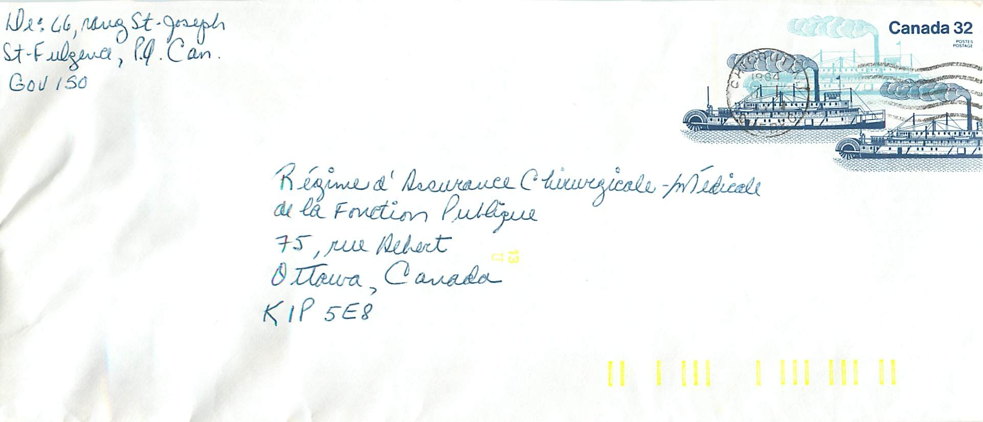 Entier Postal Postal Stationary Canada Bateaux Bateau Chicout