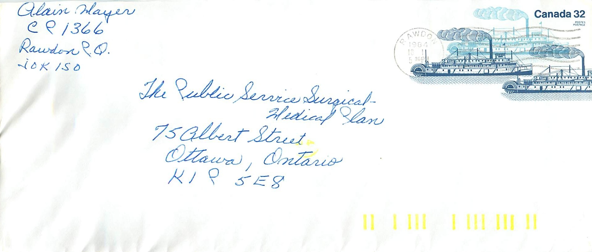 Entier Postal Postal Stationary Canada Bateaux Bateau Rawdon
