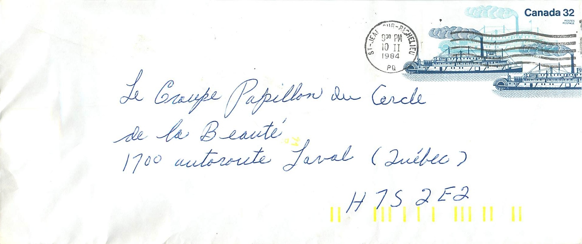 Entier Postal Postal Stationary Canada Bateaux Bateau St Jean sur Richelieu