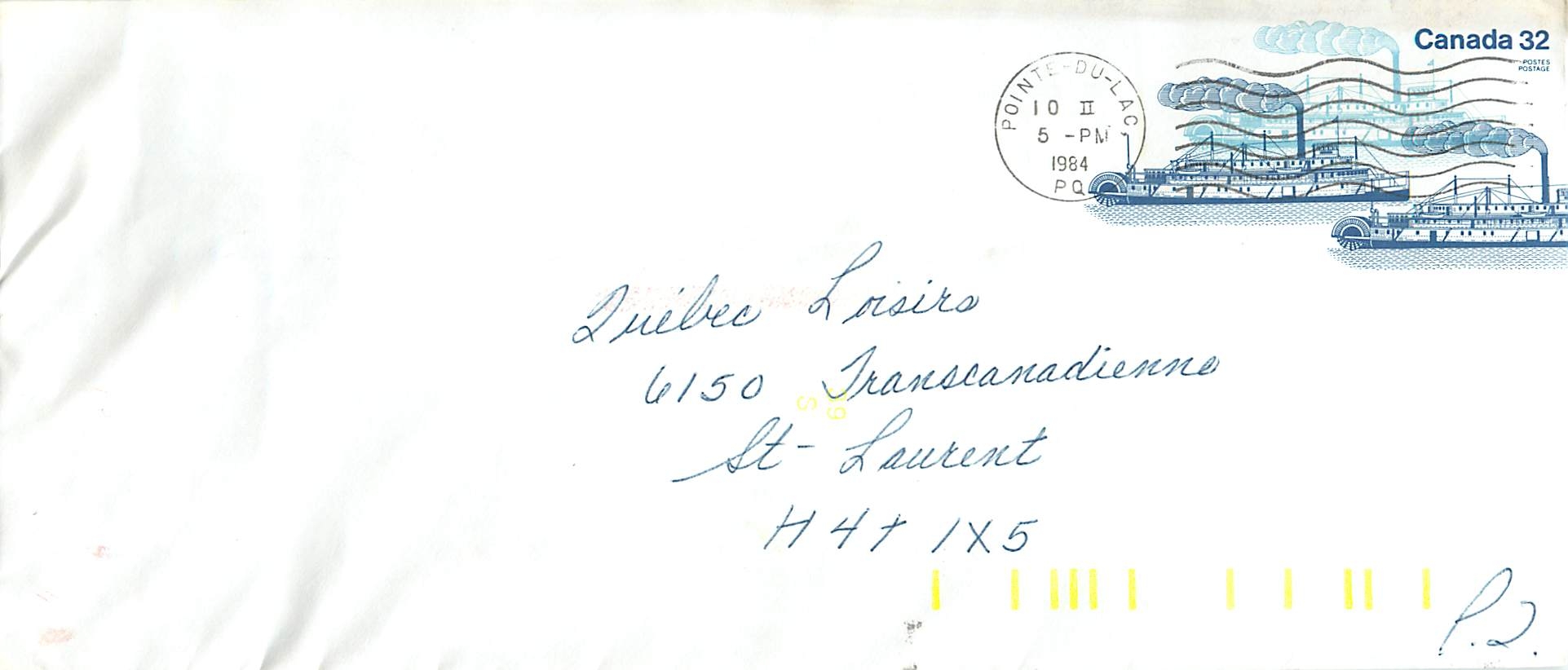 Entier Postal Postal Stationary Canada Bateaux Bateau Pointe du Lac
