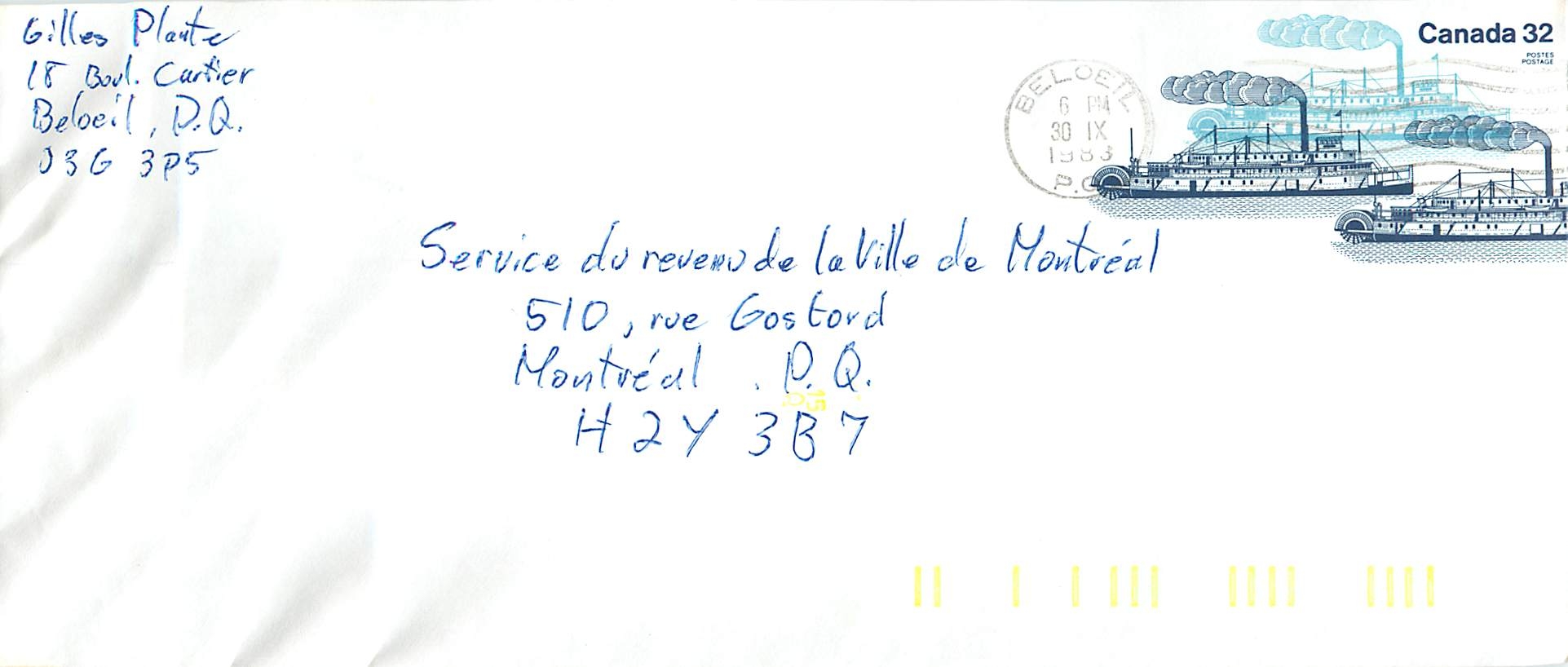 Entier Postal Postal Stationary Canada Bateaux Bateau Beloeil