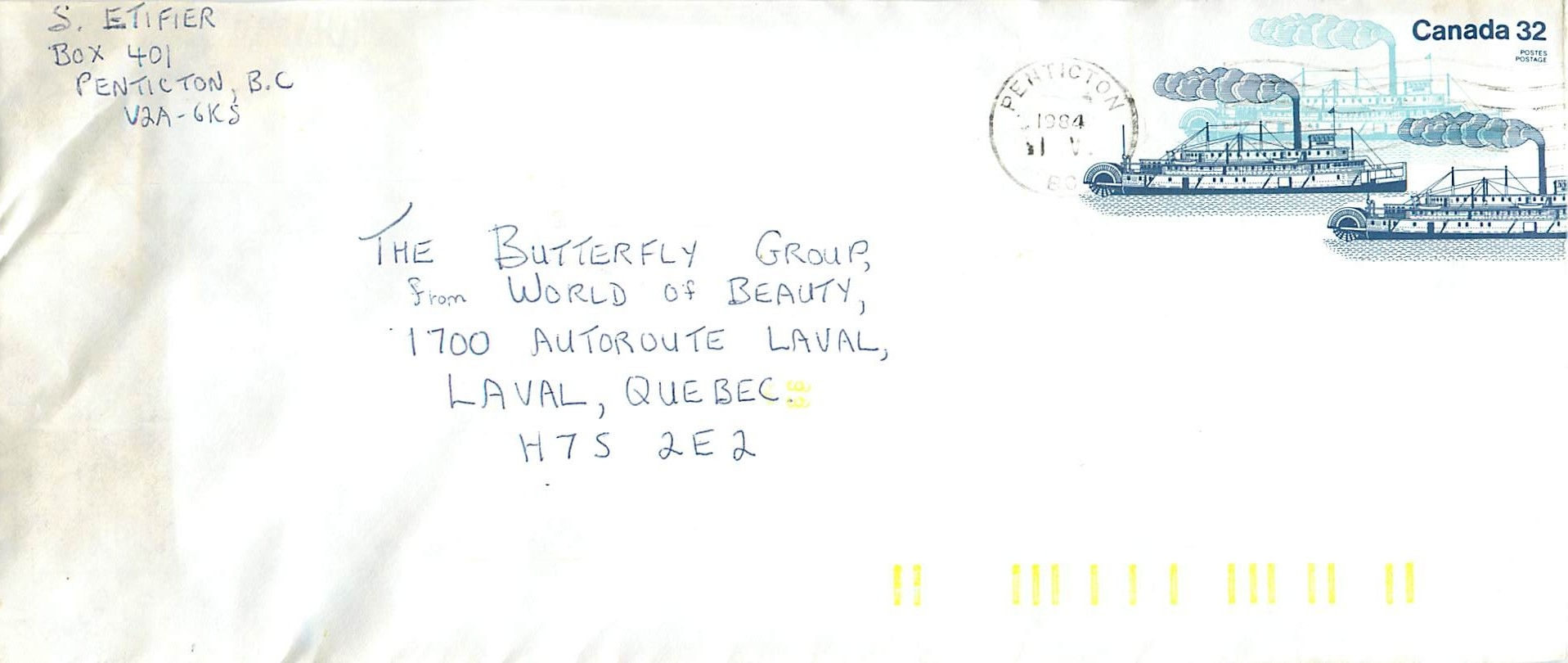 Entier Postal Postal Stationary Canada Bateaux Bateau Penticton
