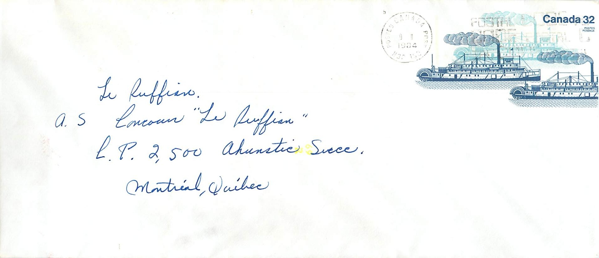 Entier Postal Postal Stationary Canada Bateaux Bateau 