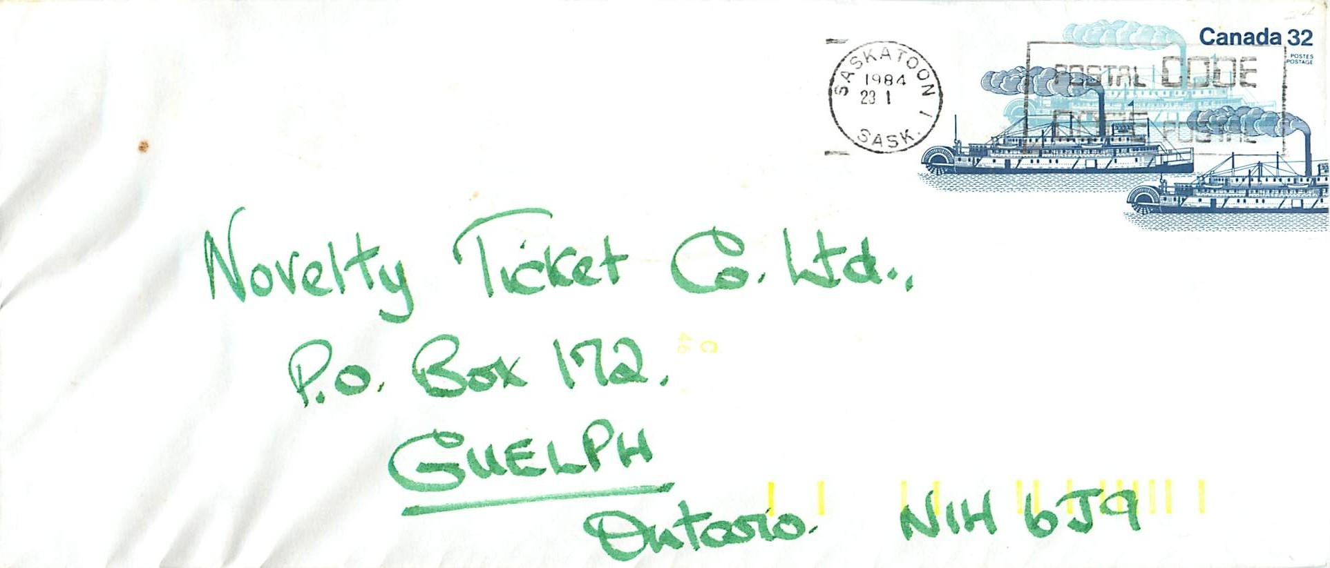 Entier Postal Postal Stationary Canada Bateaux Bateau Saskaton