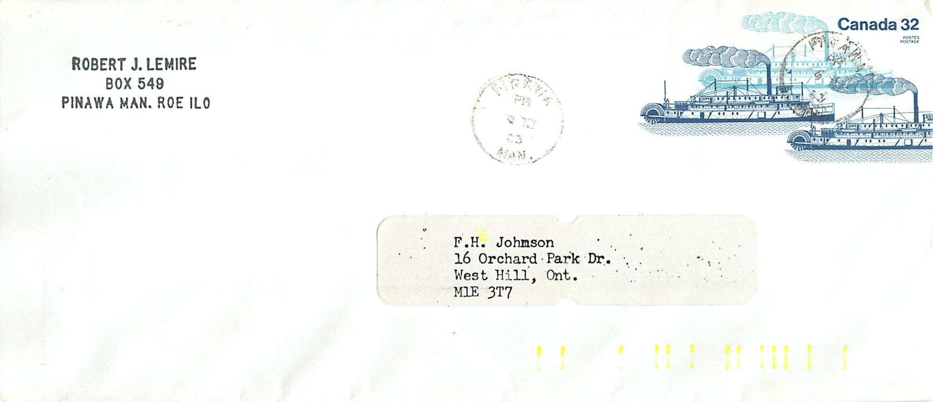 Entier Postal Postal Stationary Canada Bateaux Bateau Pinawa