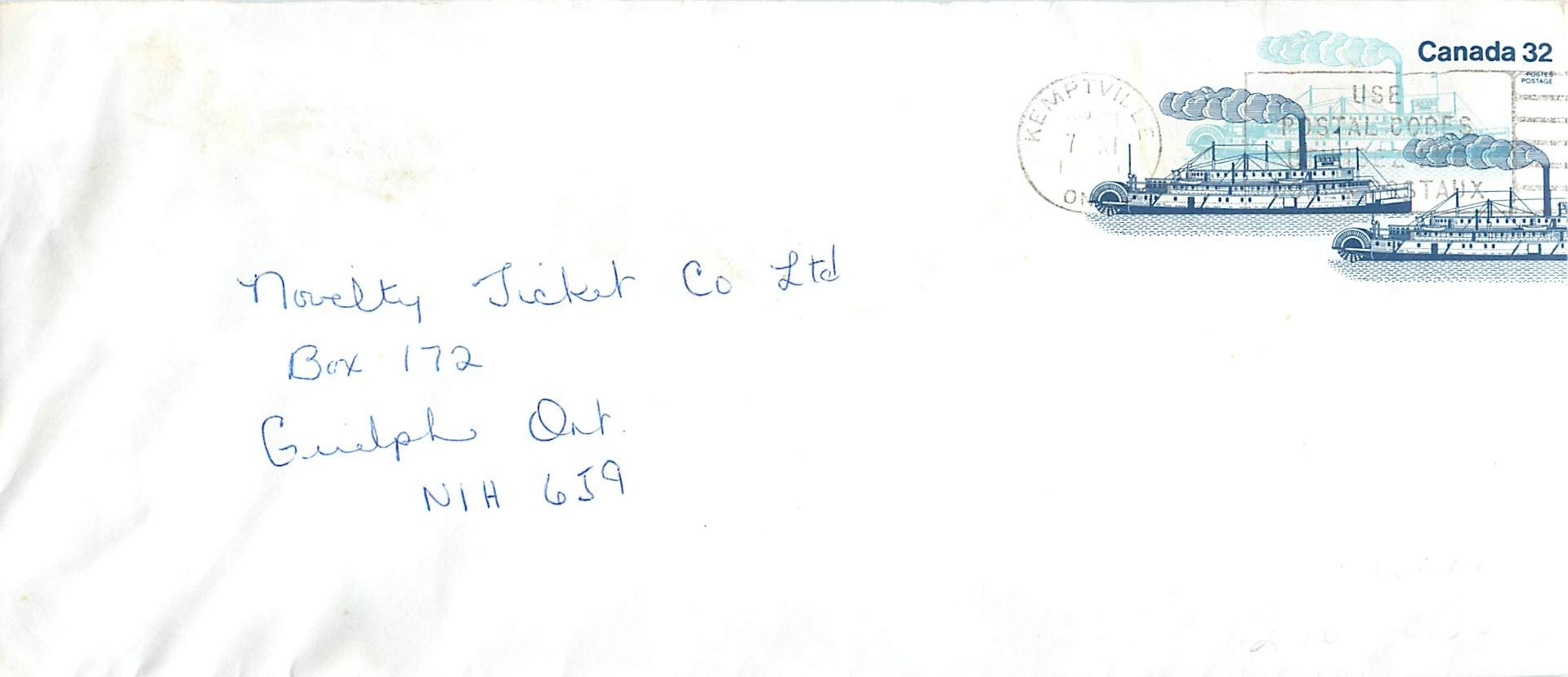 Entier Postal Postal Stationary Canada Bateaux Bateau Kemptville