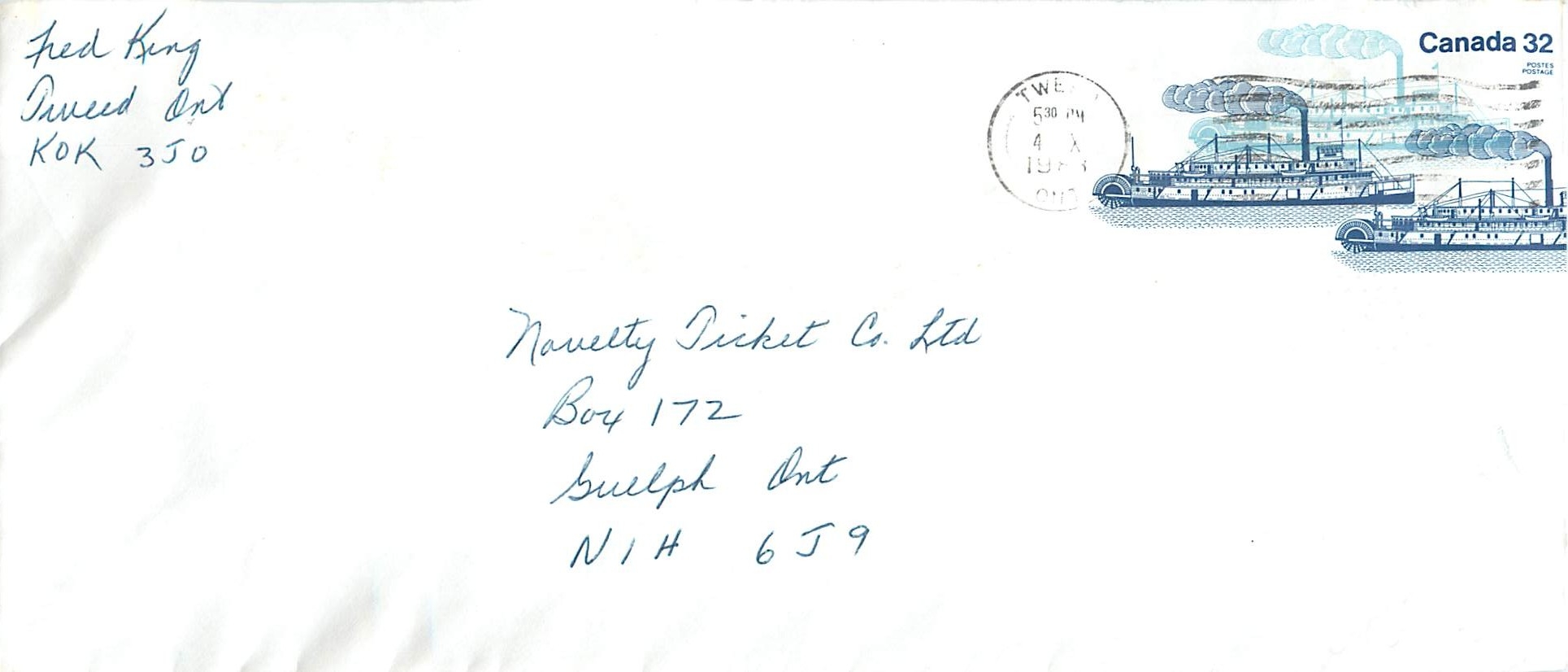 Entier Postal Postal Stationary Canada Bateaux Bateau Twe