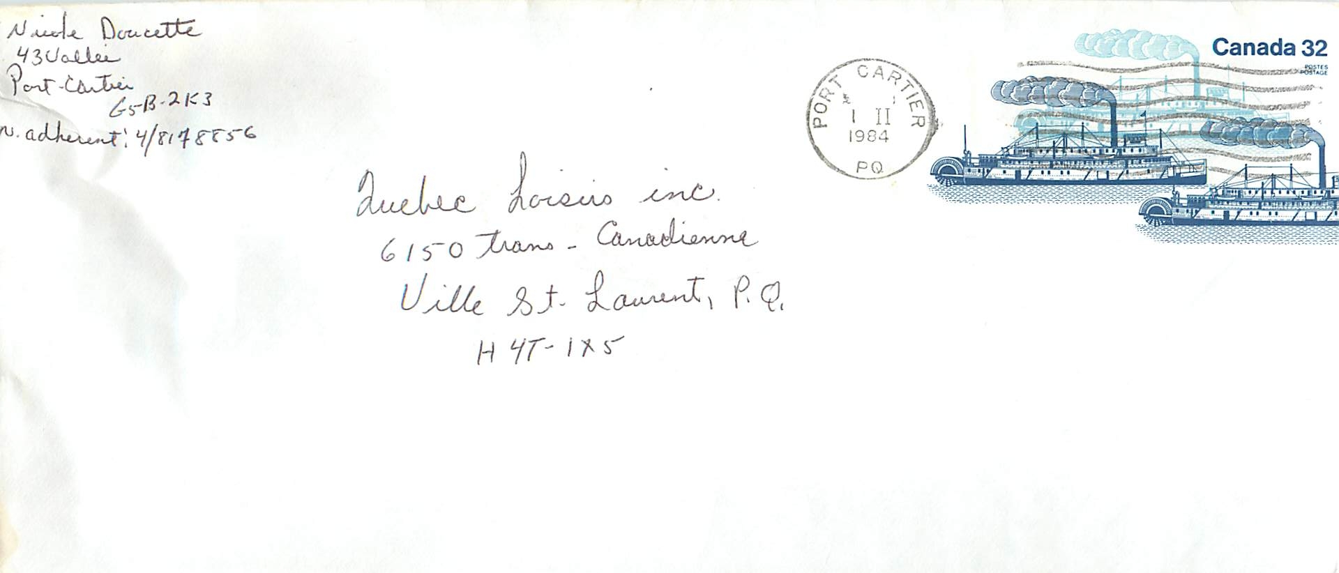 Entier Postal Postal Stationary Canada Bateaux Bateau Port Cartier