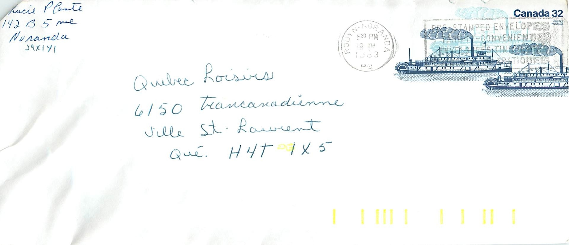 Entier Postal Postal Stationary Canada Bateaux Bateau Rouyn Noranda