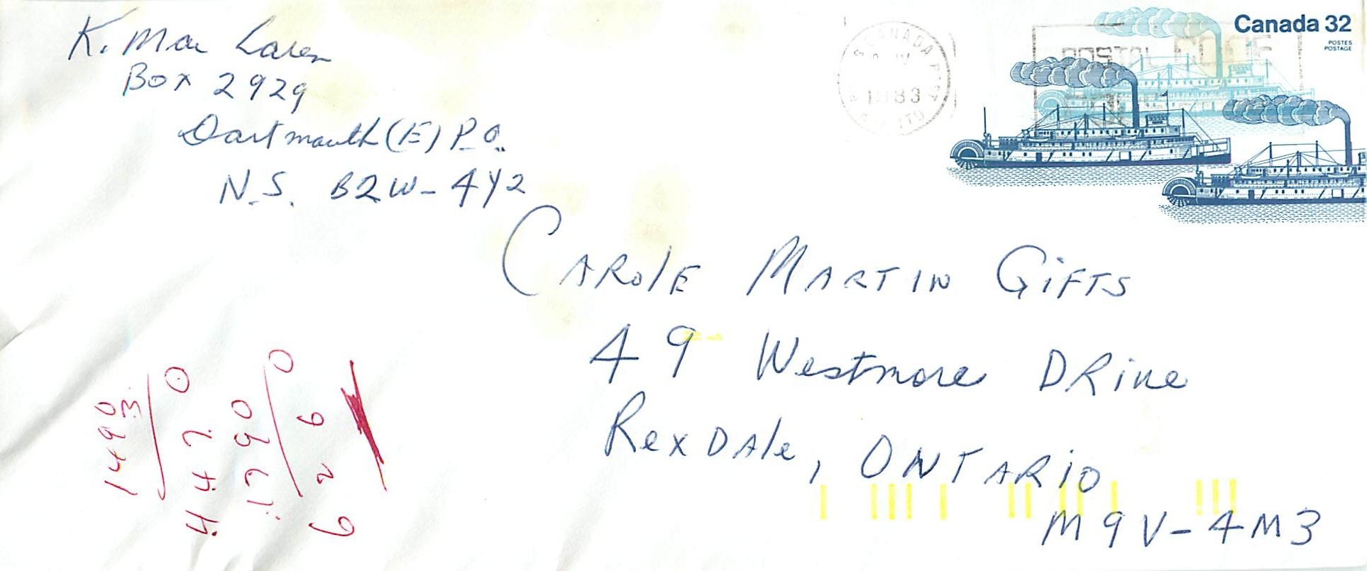 Entier Postal Postal Stationary Canada Bateaux Bateau 